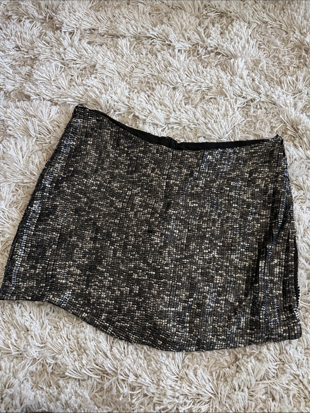 MLV Black Metallic Sequin Mini Skirt Size 6